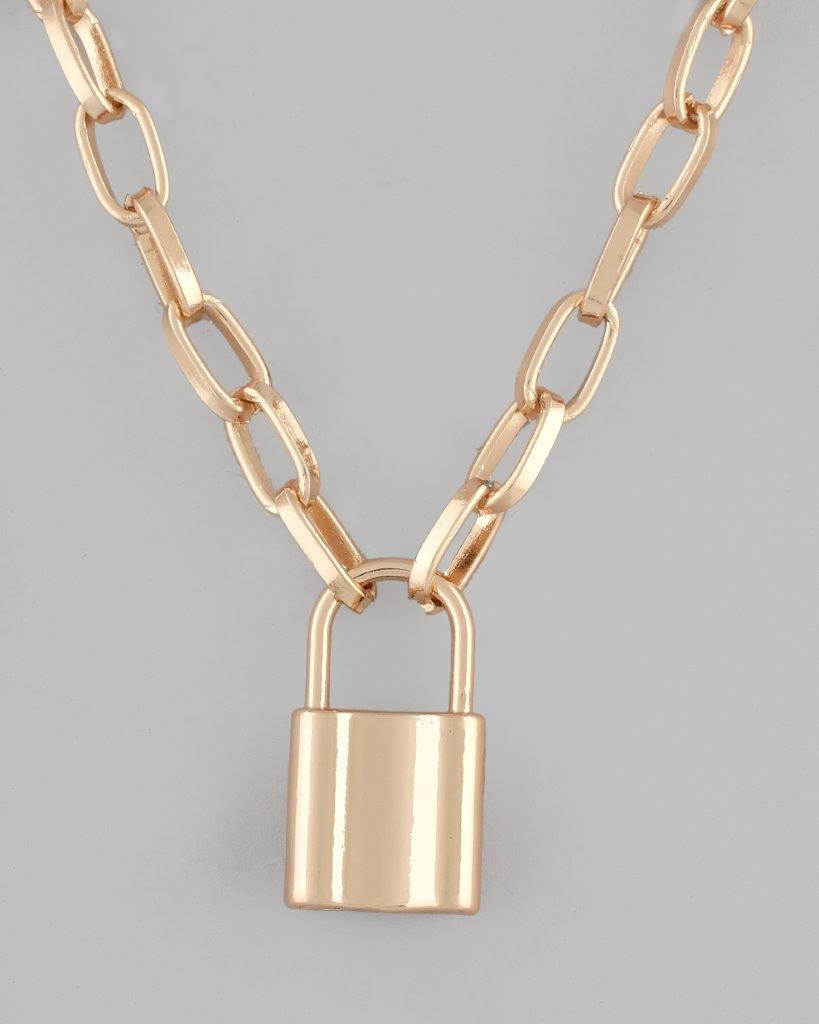 VOJ Mens Gold Plated Lock Chain - Distacart