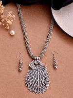 Thumbnail for VOJ Women Oxidised Silver-Plated Peacock Jewellery Set - Distacart