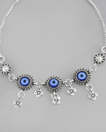 VOJ Pack of 2 Silver Plated Evel Eye Anklets - Distacart