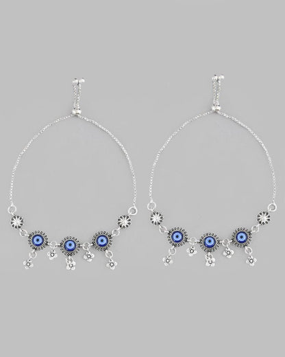 VOJ Pack of 2 Silver Plated Evel Eye Anklets - Distacart