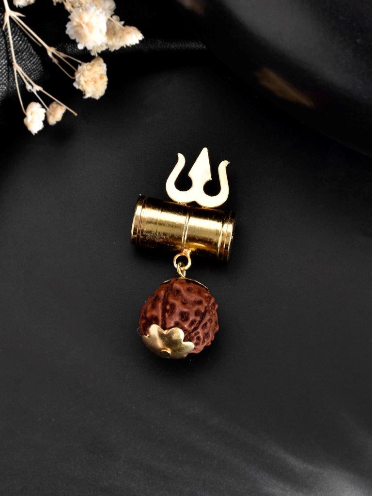 VOJ Gold Plated Brown Rudraksh Beaded Spiritual Pendant - Distacart