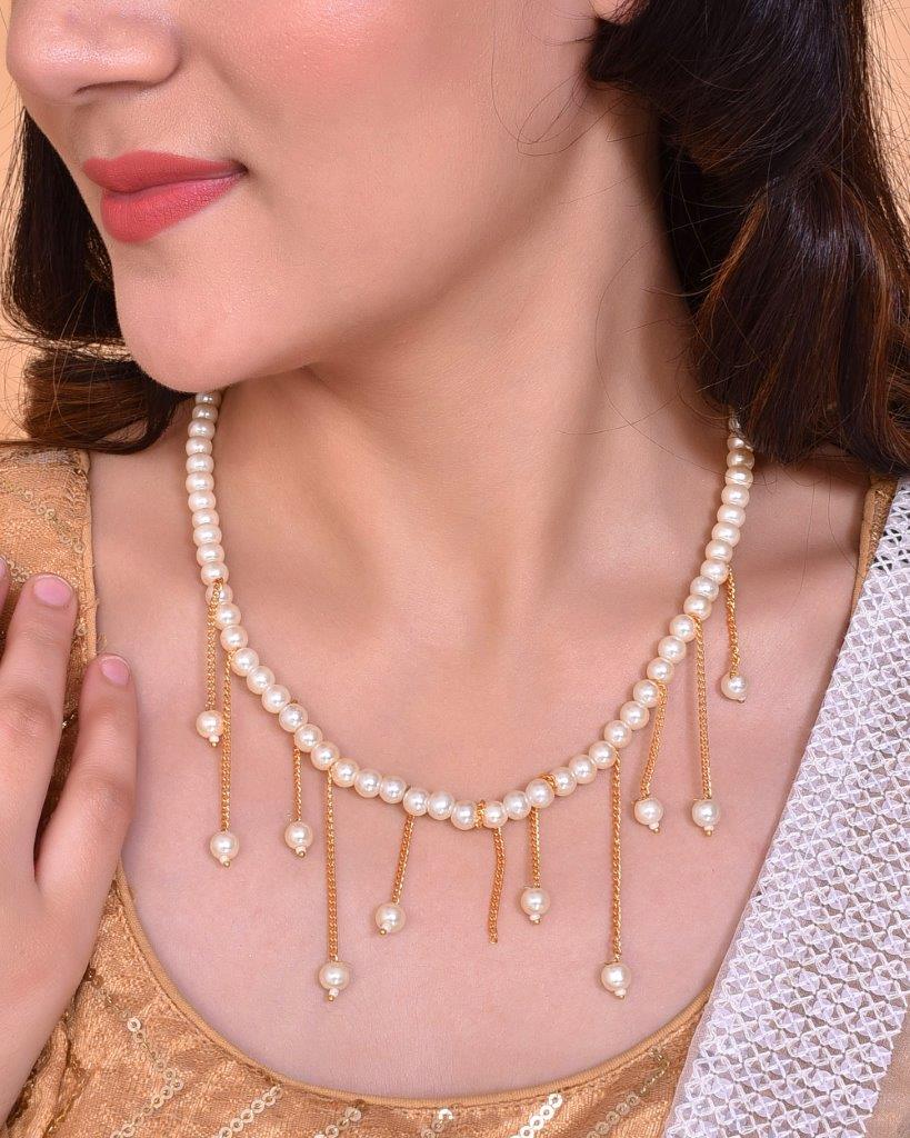 VOJ Gold Plated Pearl Beads Necklace - Distacart