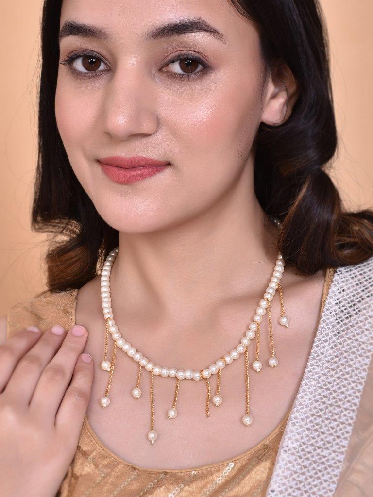 VOJ Gold Plated Pearl Beads Necklace - Distacart
