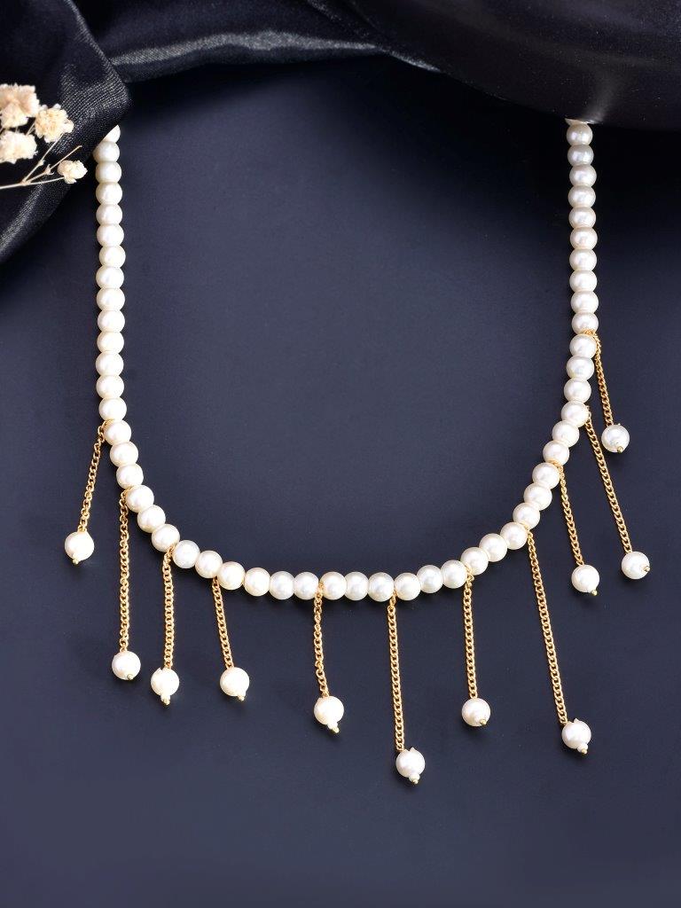 VOJ Gold Plated Pearl Beads Necklace - Distacart