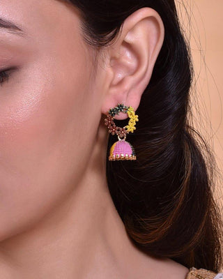 VOJ Multi Color Contemporary Jhumka Earrings - Distacart