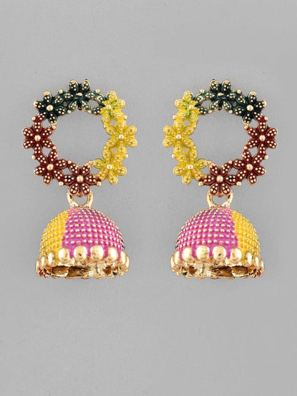 VOJ Multi Color Contemporary Jhumka Earrings - Distacart