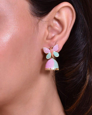 VOJ Multi Color Butterfly Contemporary Jhumka Earrings - Distacart
