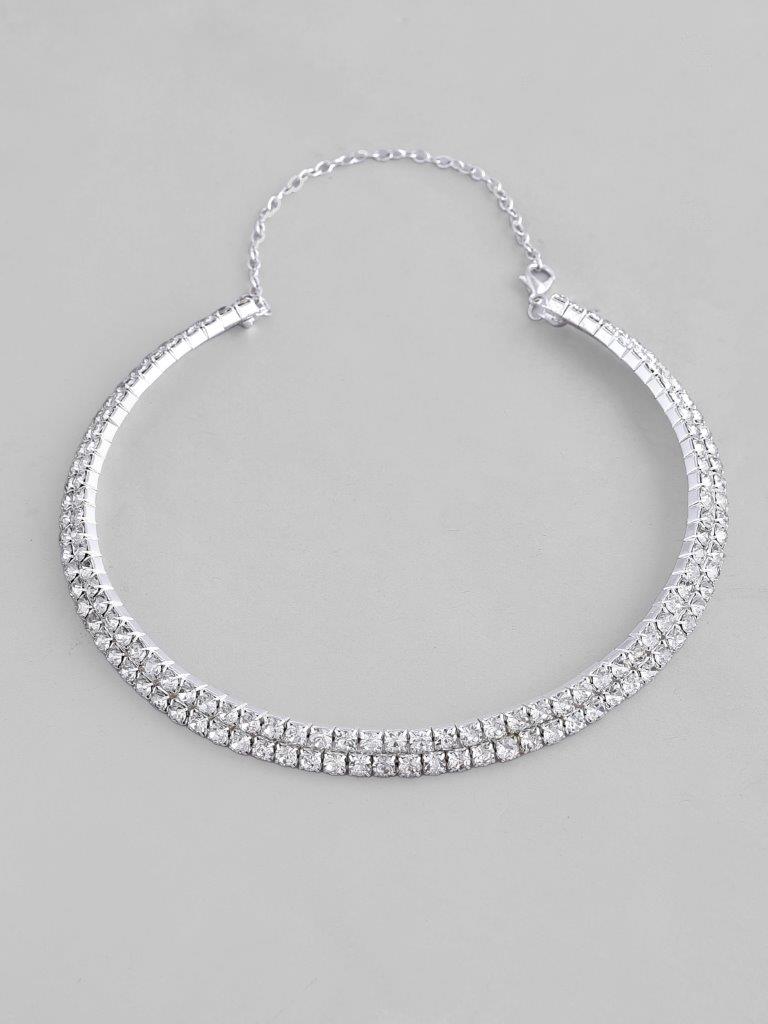 VOJ Silver Plated Choker Two Layer Necklace - Distacart