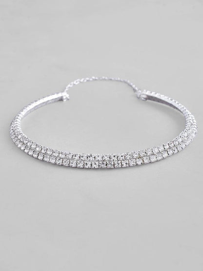 VOJ Silver Plated Choker Two Layer Necklace - Distacart