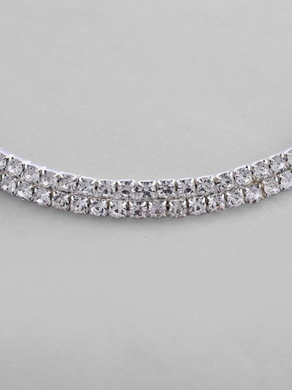 VOJ Silver Plated Choker Two Layer Necklace - Distacart