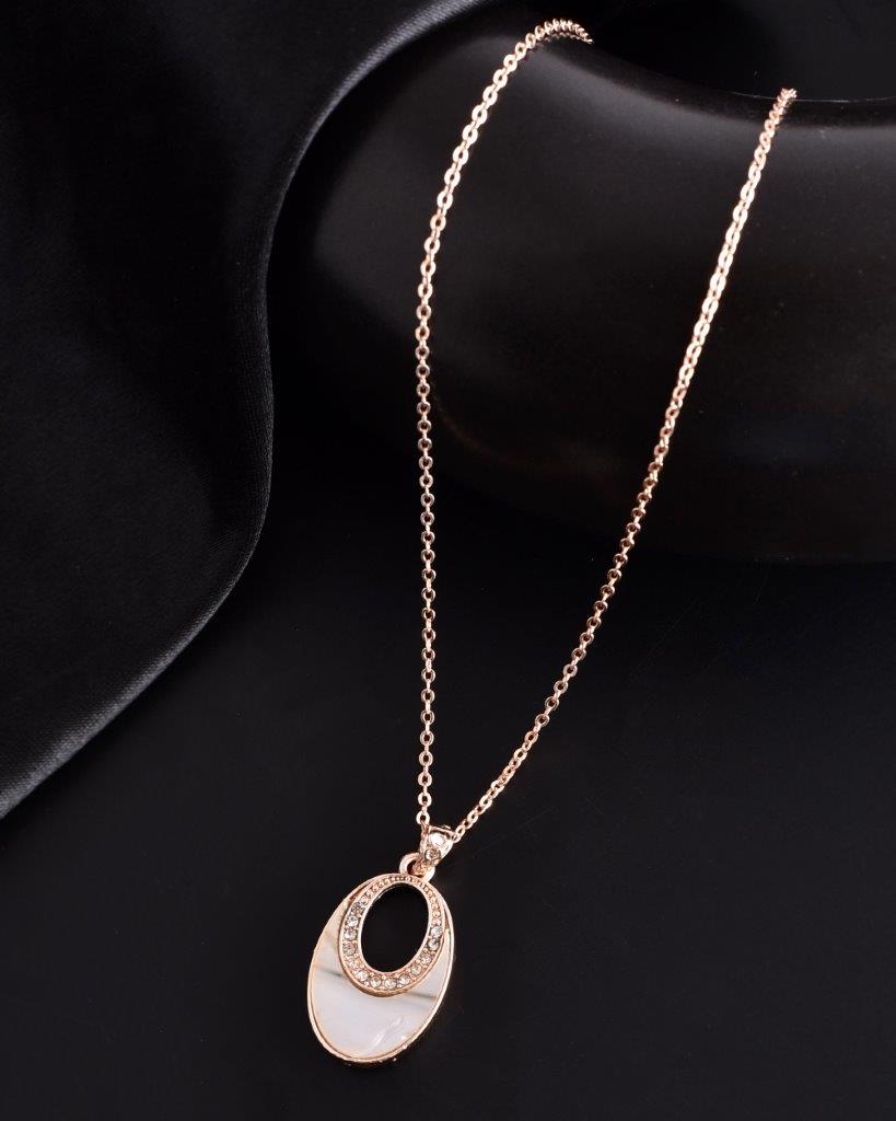 VOJ Rose Gold Plated Oval Pandent Chain - Distacart