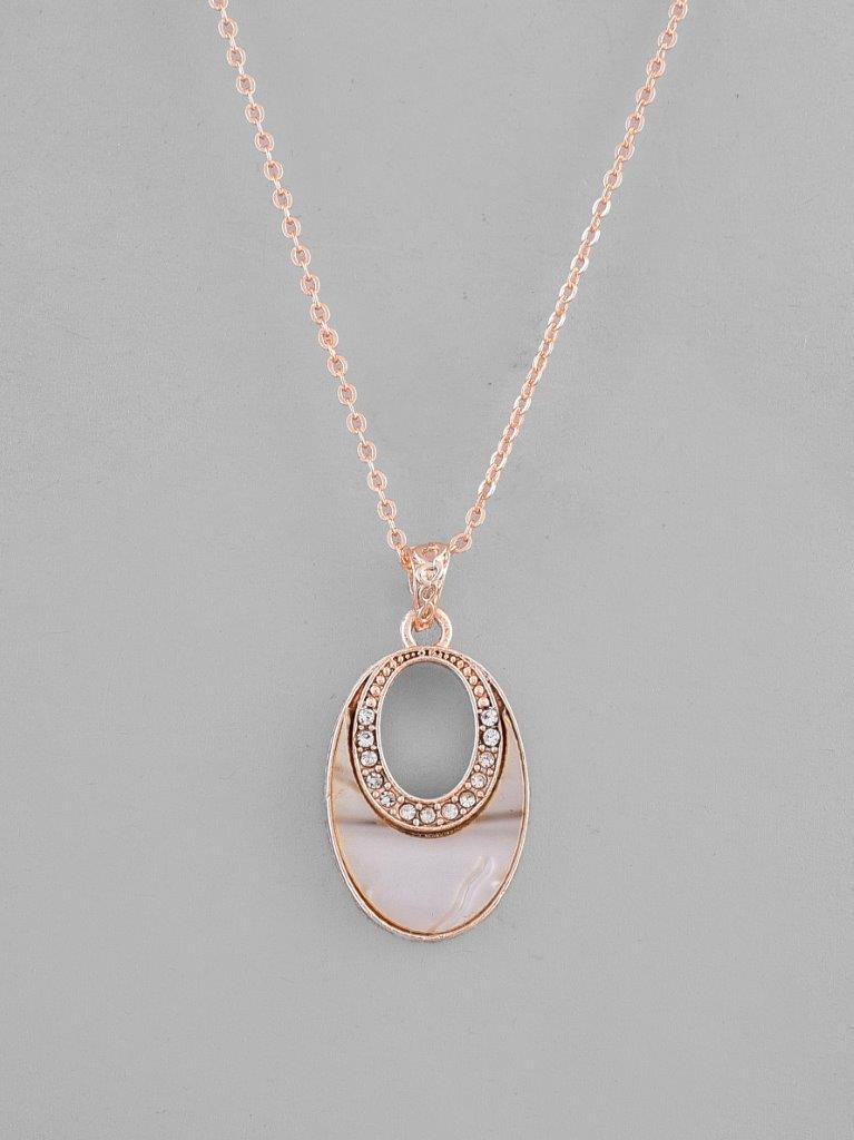 VOJ Rose Gold Plated Oval Pandent Chain - Distacart