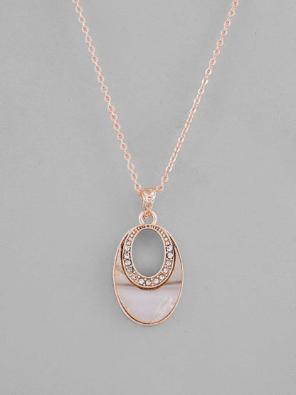 VOJ Rose Gold Plated Oval Pandent Chain - Distacart