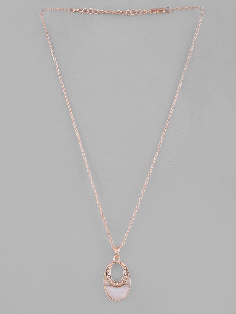 VOJ Rose Gold Plated Oval Pandent Chain - Distacart