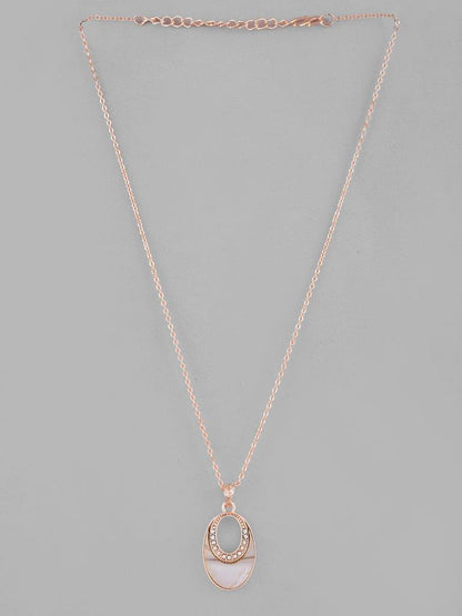 VOJ Rose Gold Plated Oval Pandent Chain - Distacart