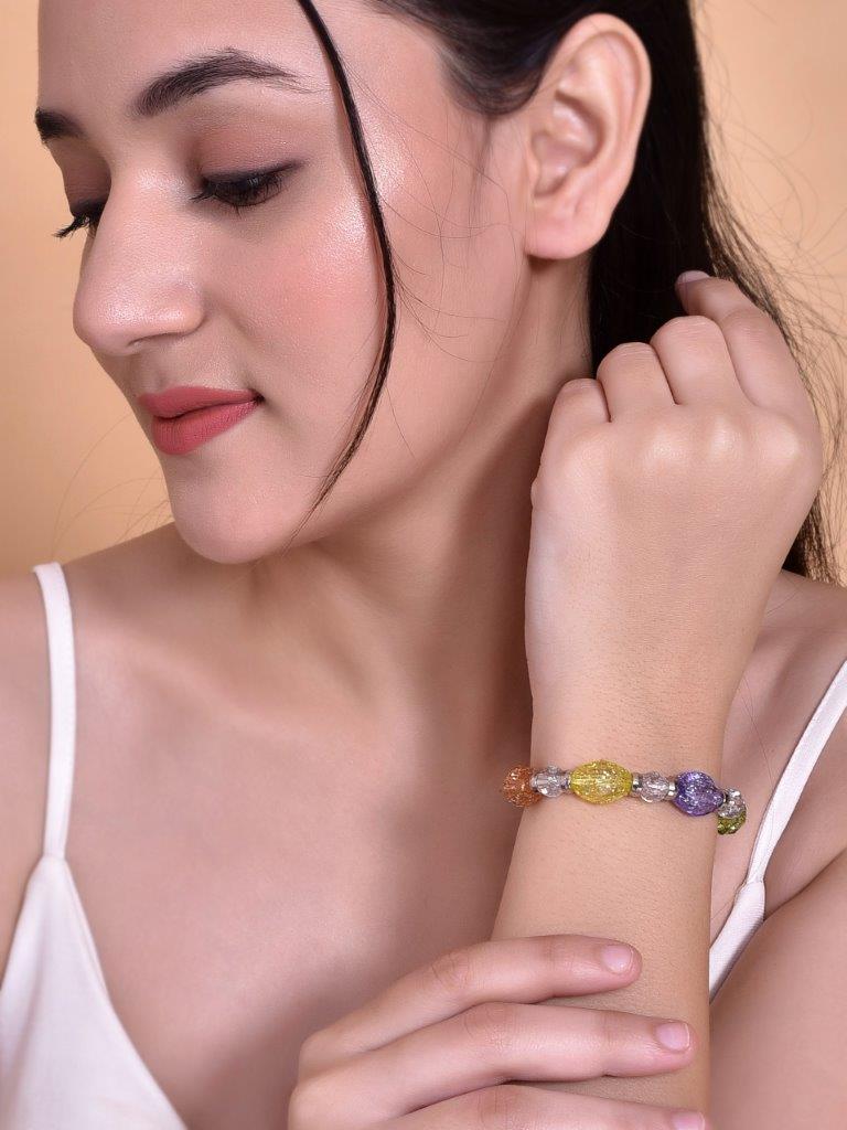 VOJ Multi Colour Beaded Elasticated Bracelet - Distacart
