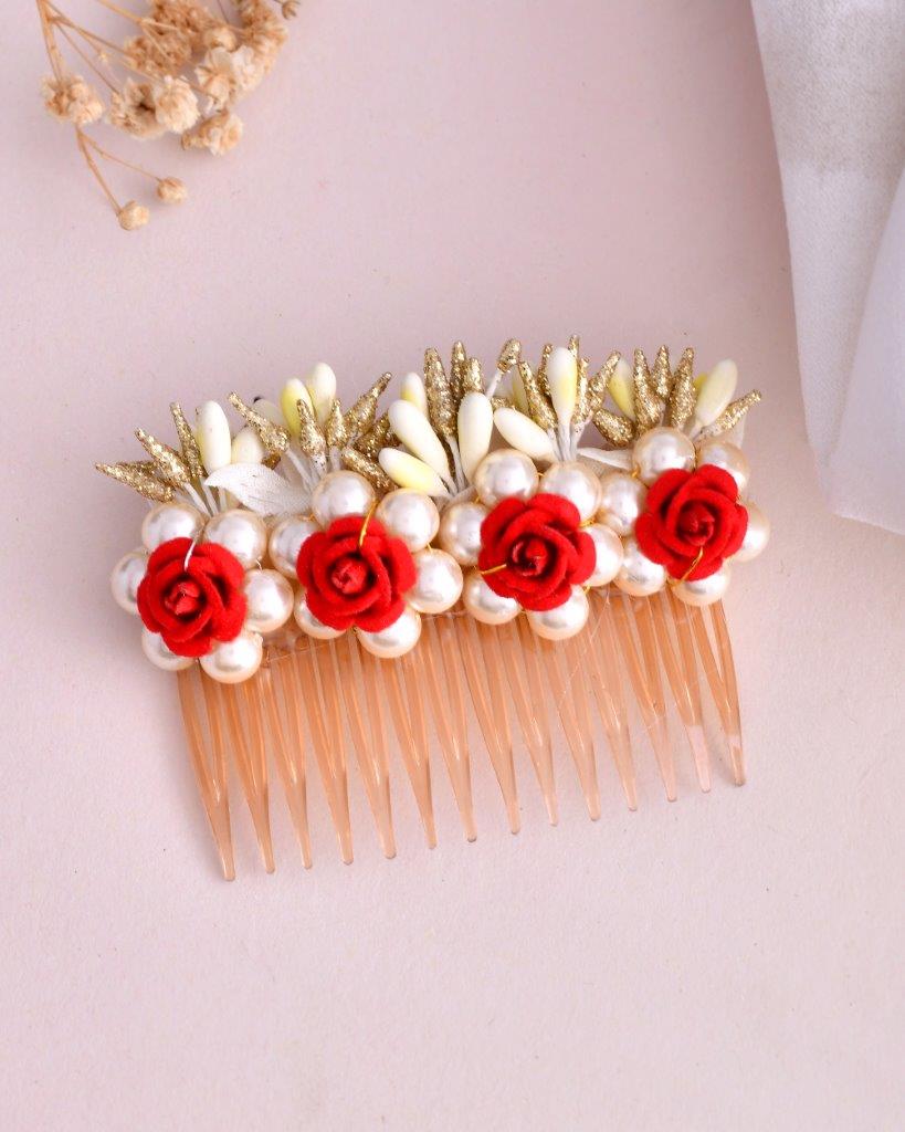 VOJ Rose Embellished Comb Pin - Distacart