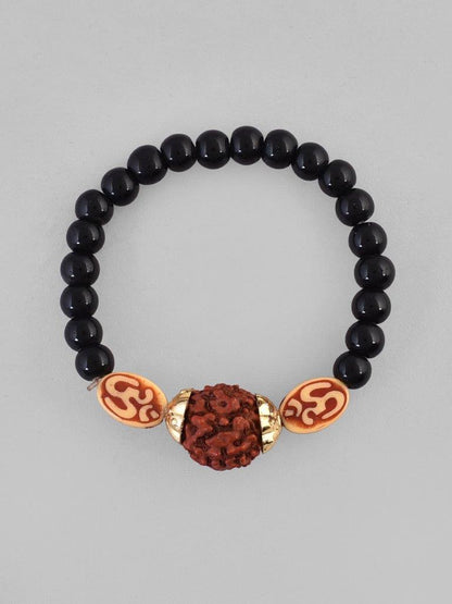 VOJ Rudraksh Black Beaded Elasticated Bracelet - Distacart