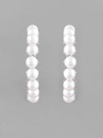Thumbnail for VOJ White Pearl Silver Plated Hoops Earrings - Distacart