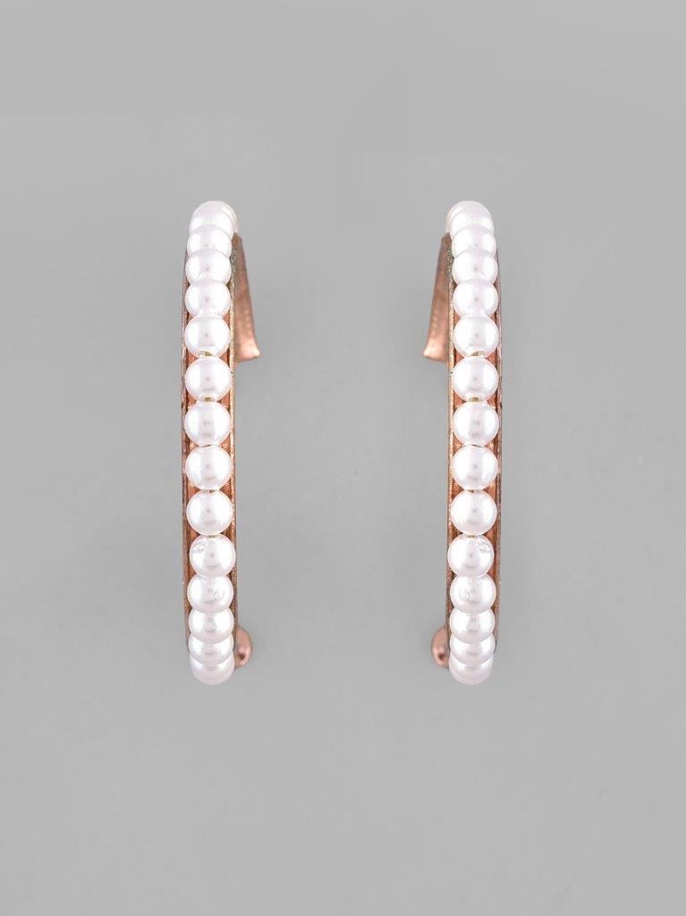 VOJ White Pearl Gold Plated Hoops Earrings - Distacart