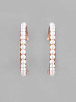 Thumbnail for VOJ White Pearl Gold Plated Hoops Earrings - Distacart