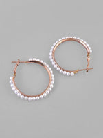 Thumbnail for VOJ White Pearl Gold Plated Hoops Earrings - Distacart