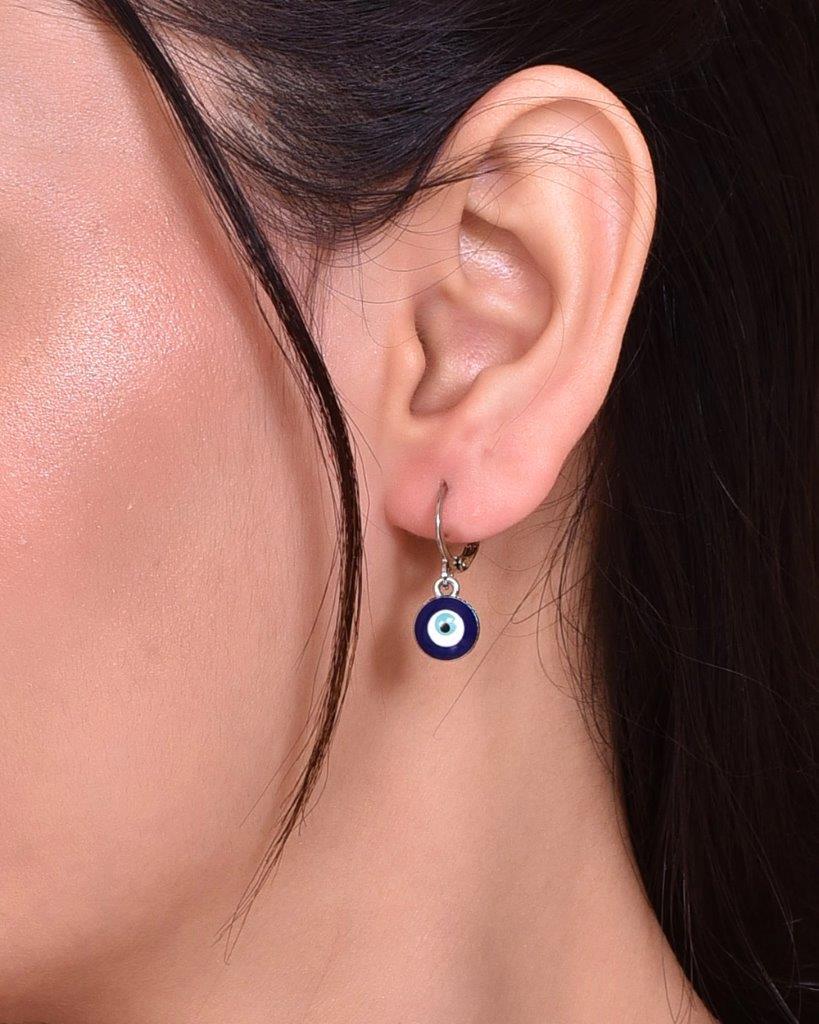 VOJ Silver Plated Contemporary Evel Eye Drop Earrings - Distacart