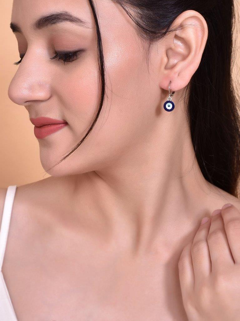 VOJ Silver Plated Contemporary Evel Eye Drop Earrings - Distacart