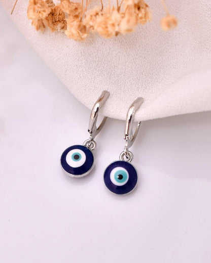 VOJ Silver Plated Contemporary Evel Eye Drop Earrings - Distacart
