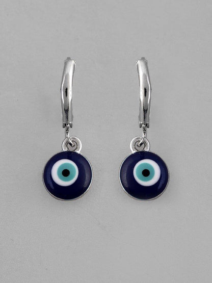 VOJ Silver Plated Contemporary Evel Eye Drop Earrings - Distacart