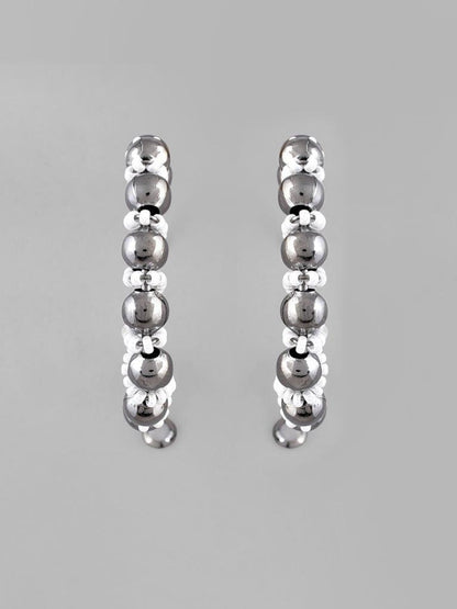 VOJ White Pearl With Silver Bead Hoop Earrings - Distacart