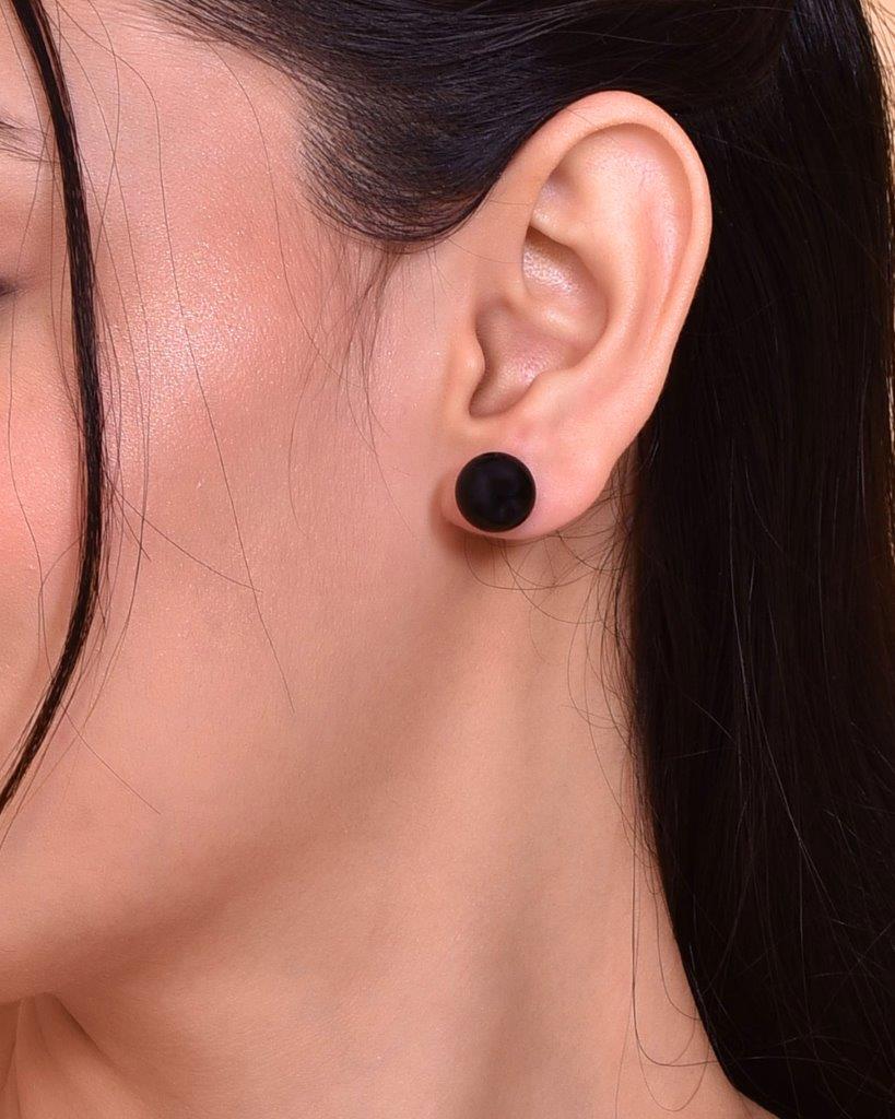 VOJ Black Circular Studs Earrings - Distacart