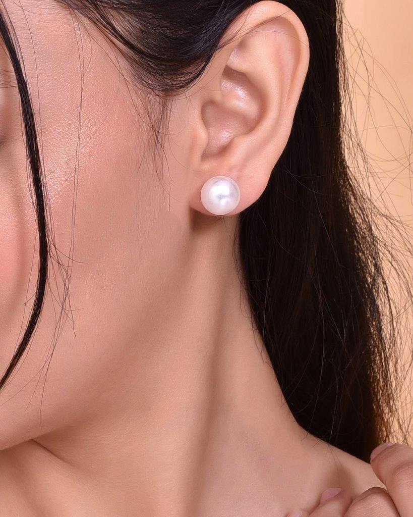 VOJ White Circular Studs Earrings - Distacart