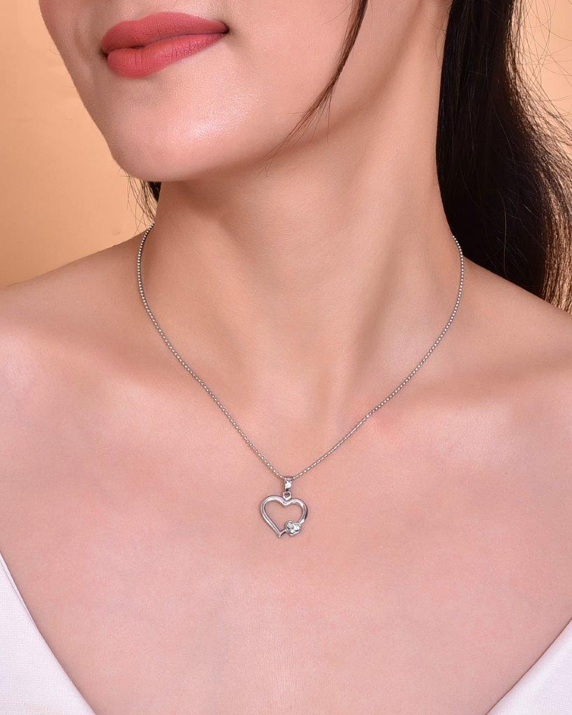 VOJ Silver Plated Heart Pandent Chain - Distacart
