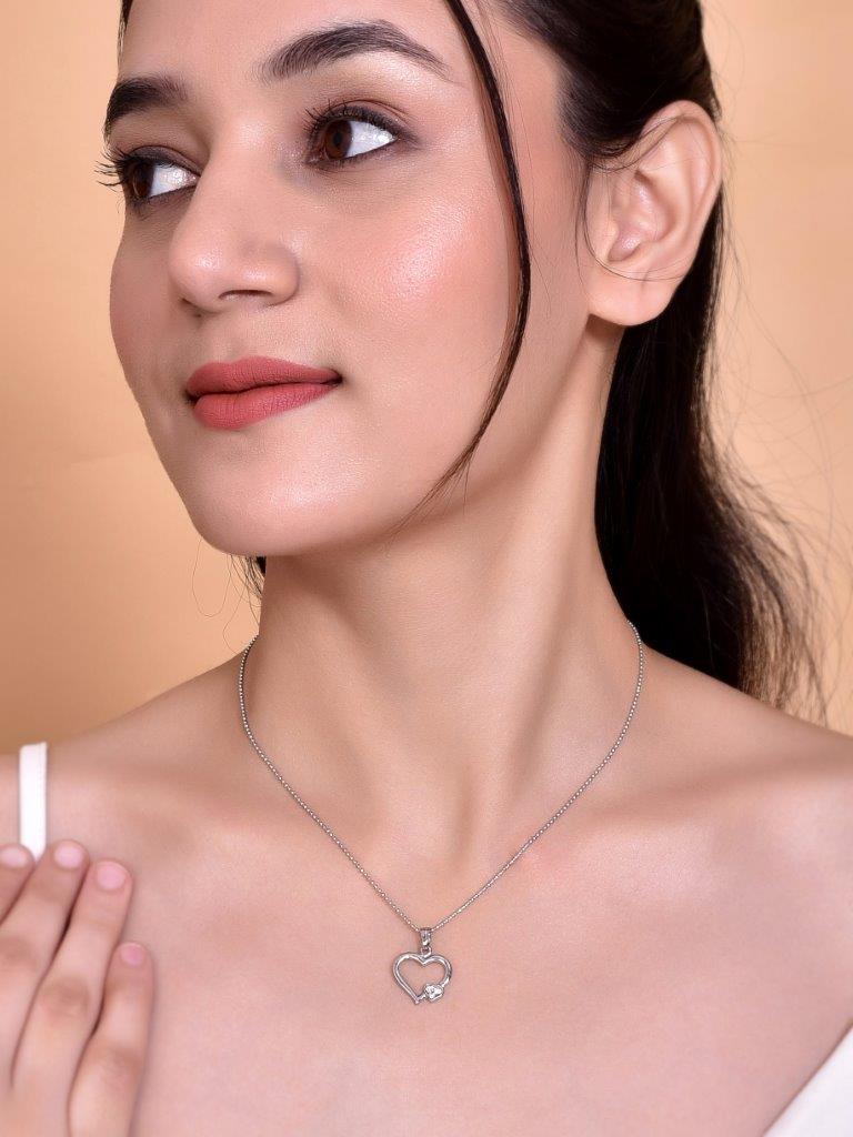 VOJ Silver Plated Heart Pandent Chain - Distacart