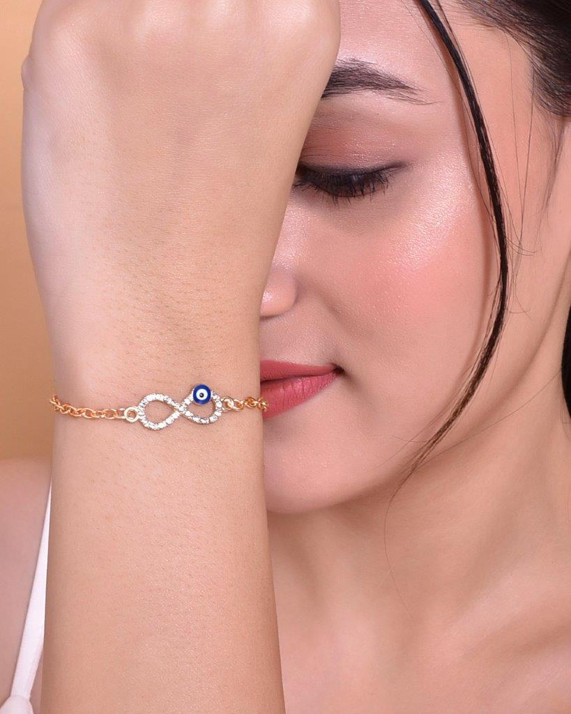 VOJ Gold Plated Evil Eye Charm Bracelet - Distacart