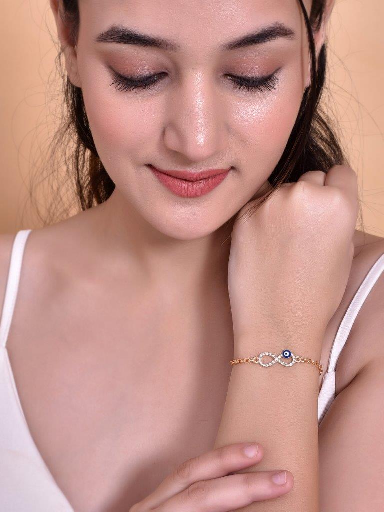 VOJ Gold Plated Evil Eye Charm Bracelet - Distacart