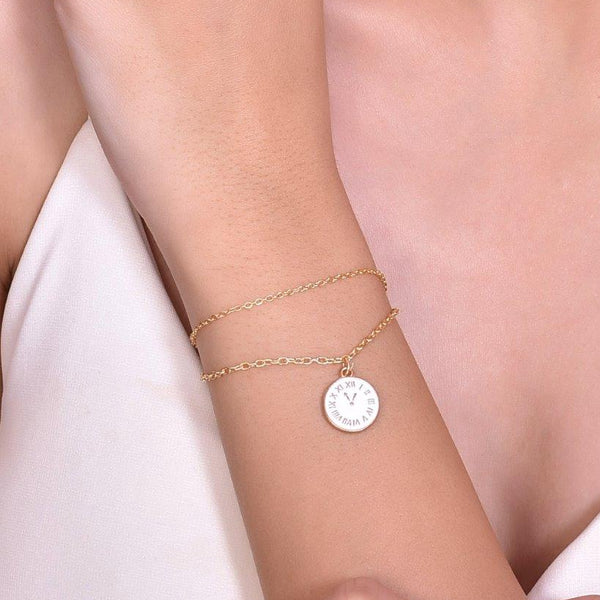 VOJ Gold Plated White Clock Charm Bracelet - Distacart