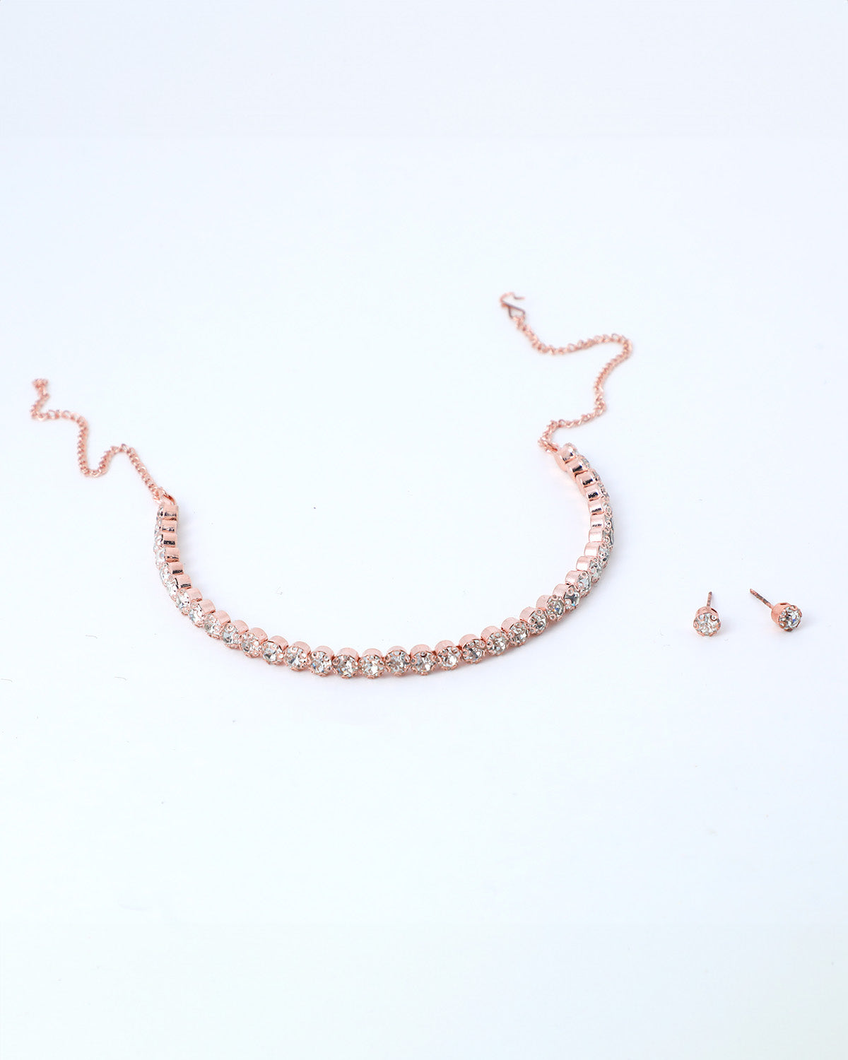 VOJ Gold Plated Single Line Stone Studded Choker Jewellery Set - Distacart