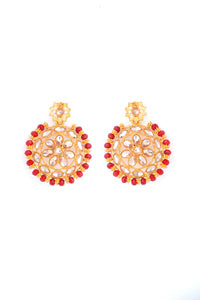 Thumbnail for VOJ Gold Plated Red Beads Kundan Choker Jewellery Set With Mang Tikka - Distacart