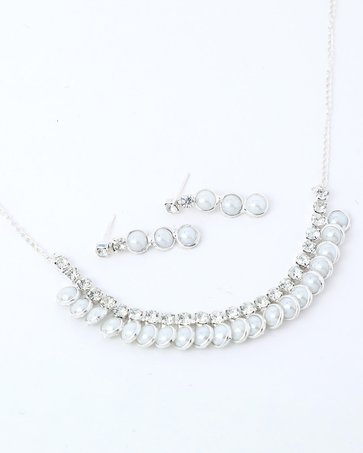 VOJ Silver Plated White Pearl Studded Choker Jewellery Set - Distacart