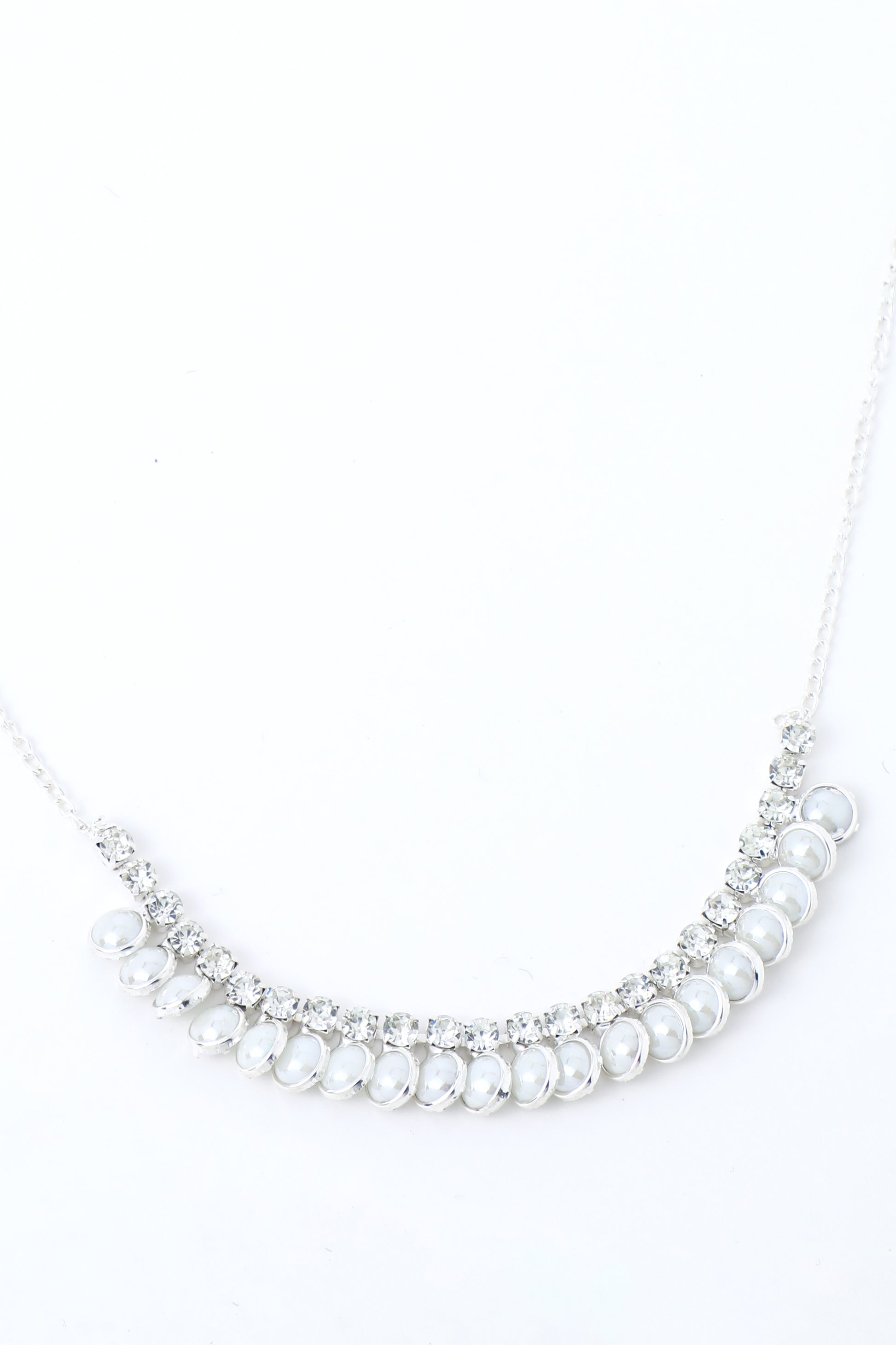 VOJ Silver Plated White Pearl Studded Choker Jewellery Set - Distacart