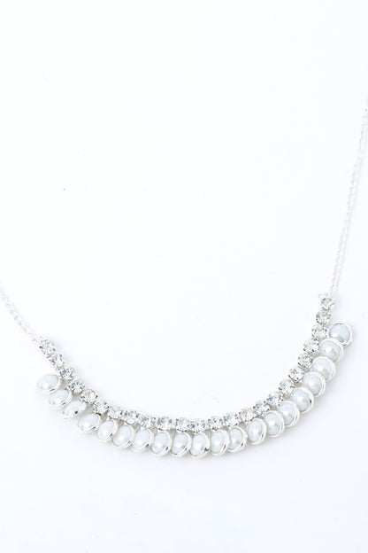 VOJ Silver Plated White Pearl Studded Choker Jewellery Set - Distacart