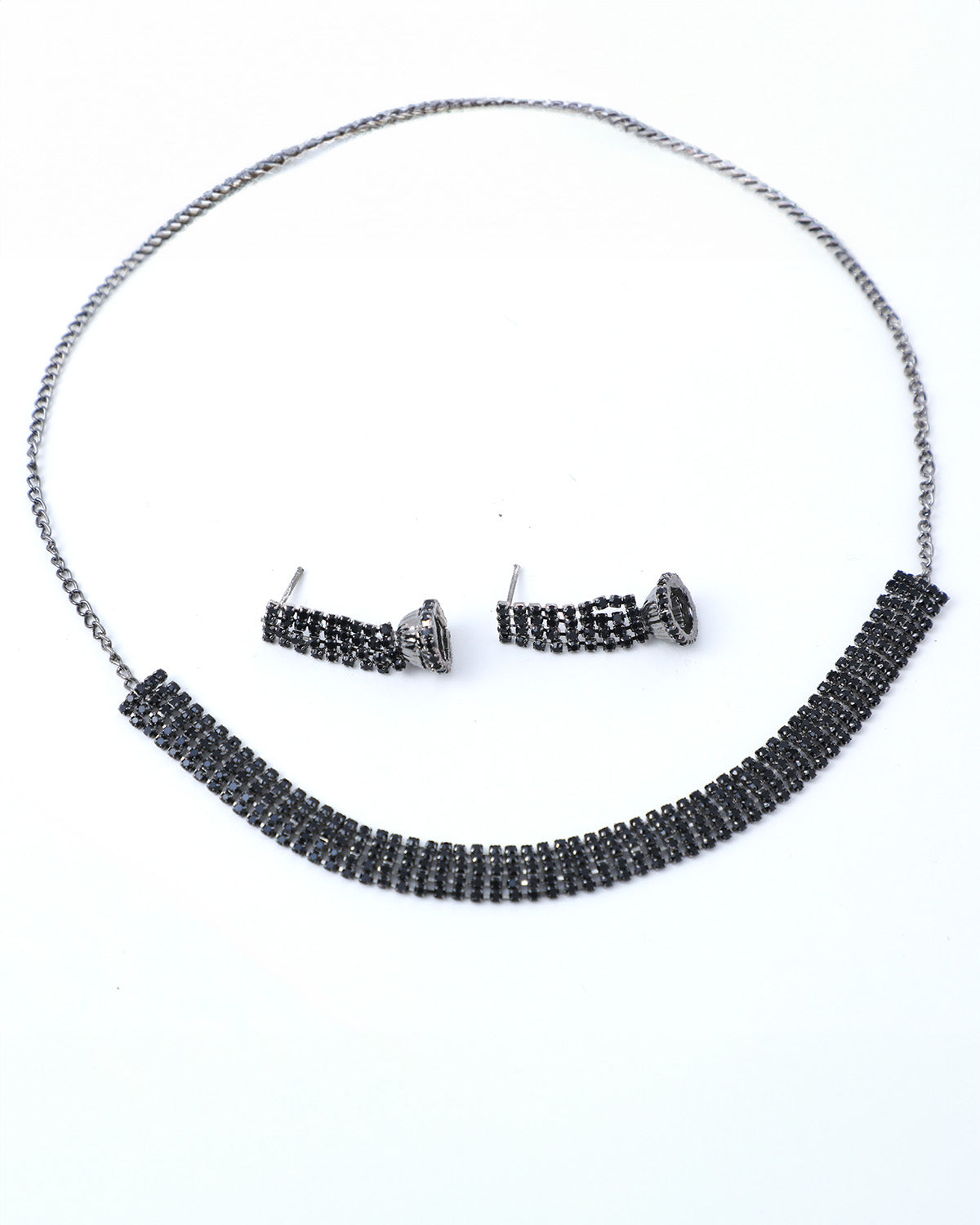 VOJ Black Stone Studded Choker Jewellery Set - Distacart
