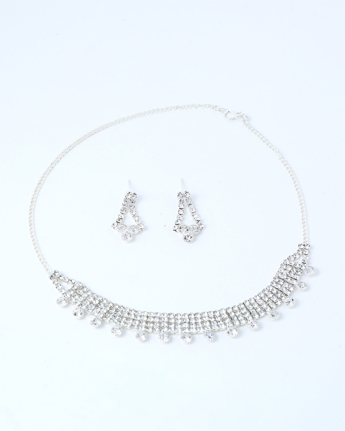 VOJ Silver Plated Stone Studded Choker Necklace And Earrings Set - Distacart