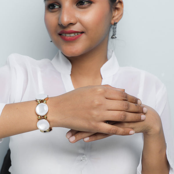 VOJ Gold Plated With White Stone Studded Wraparound Bracelet - Distacart