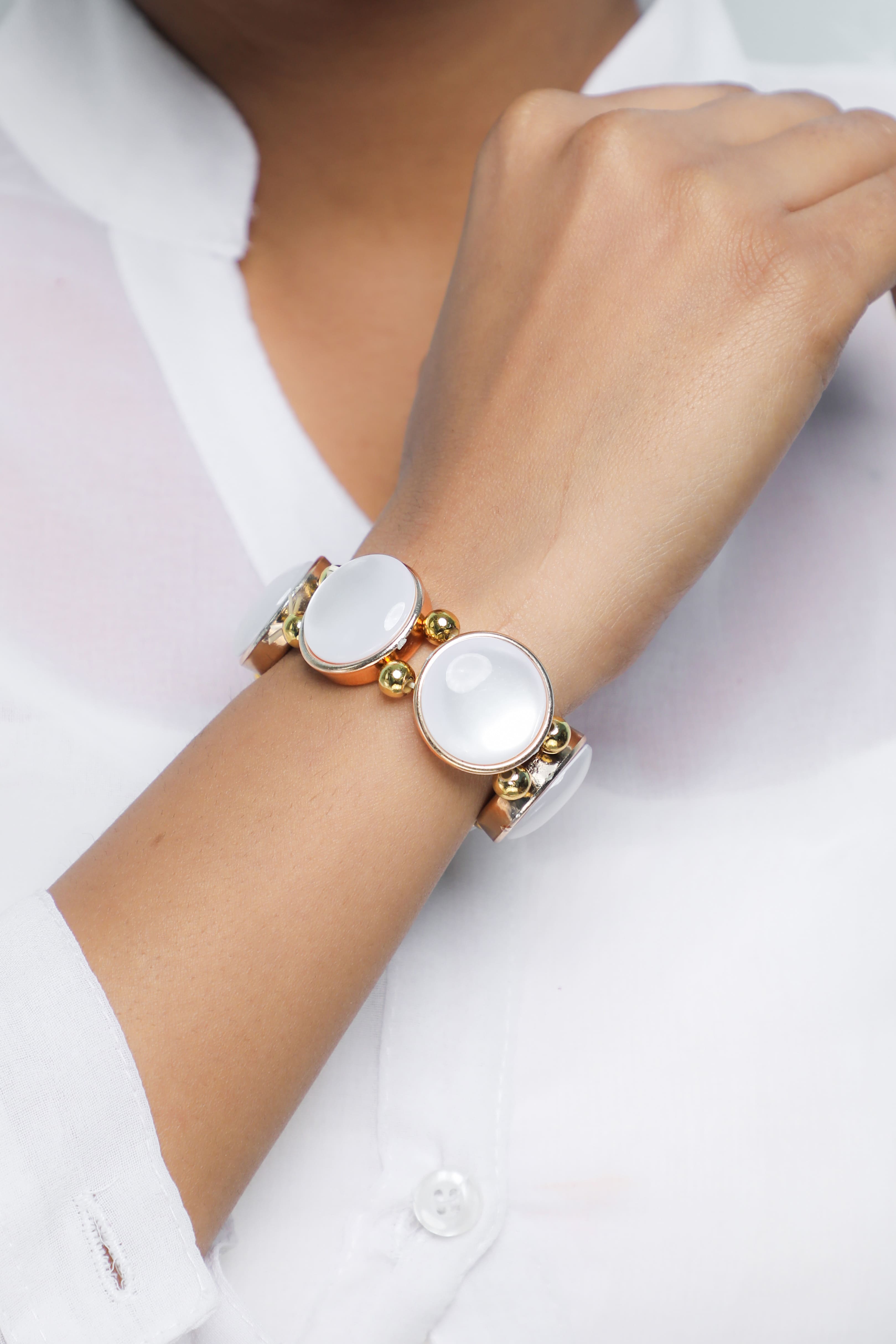 VOJ Gold Plated With White Stone Studded Wraparound Bracelet - Distacart