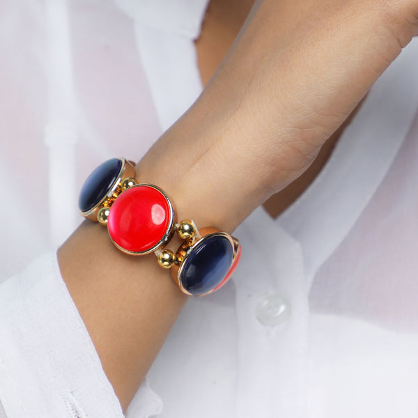 VOJ Gold Plated With Multi Colored Stone Studded Wraparound Bracelet - Distacart