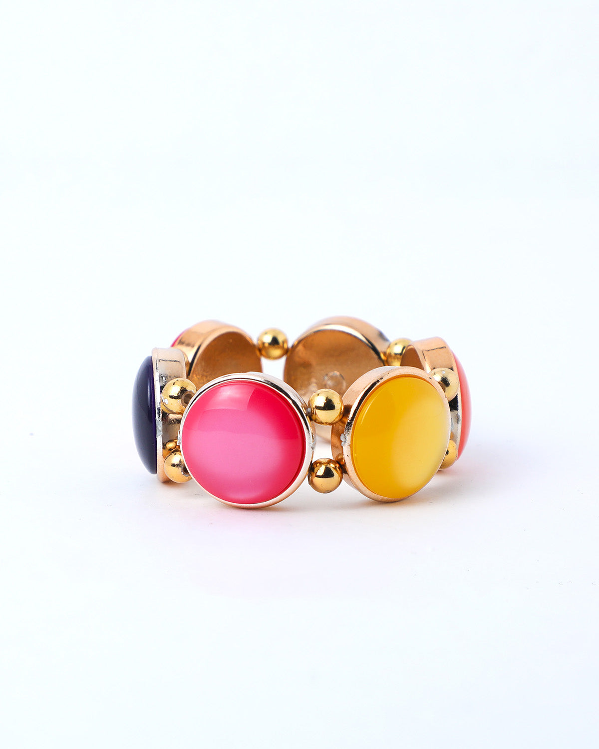 VOJ Gold Plated With Multi Colored Stone Studded Wraparound Bracelet - Distacart