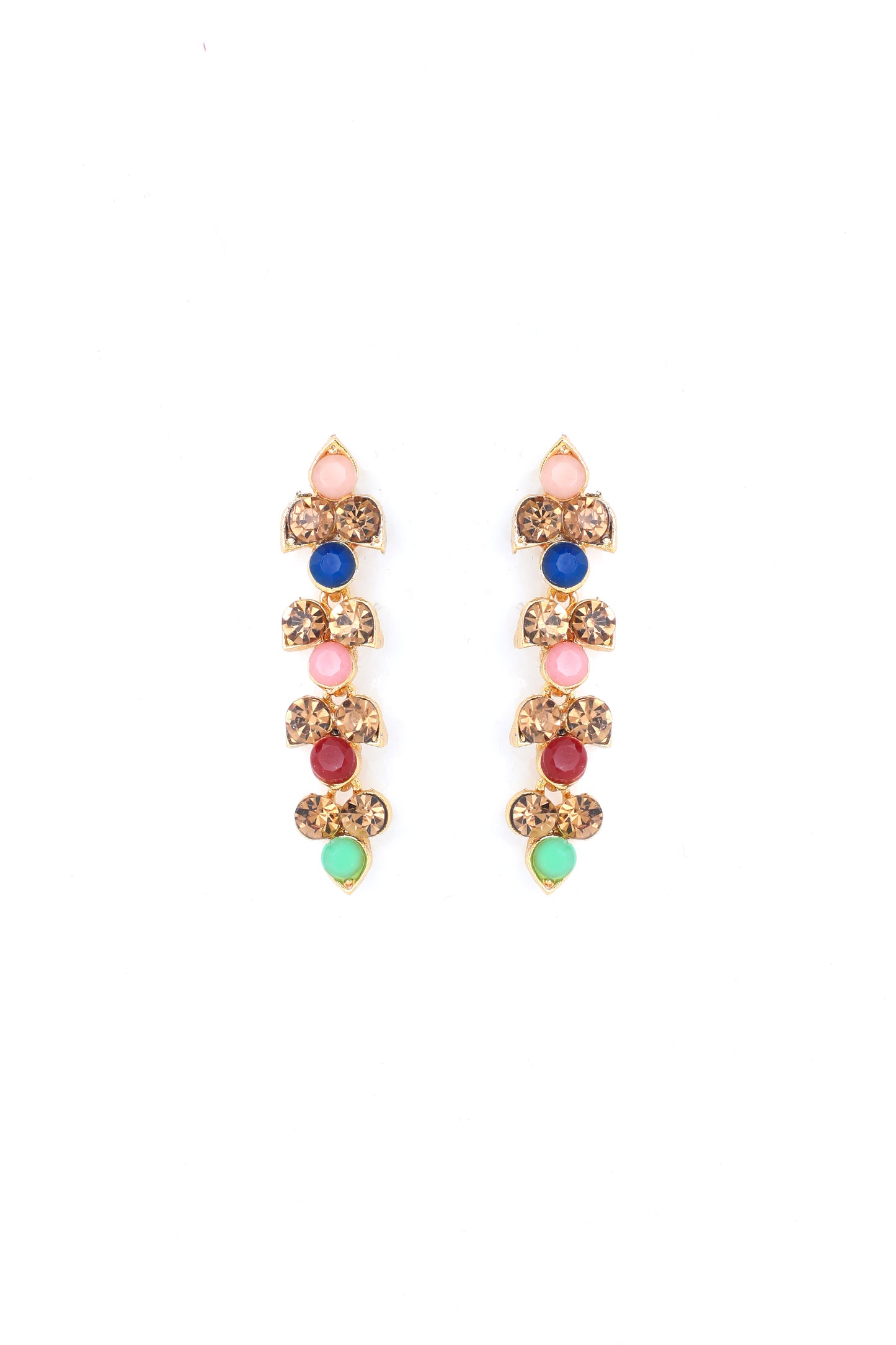 VOJ Gold Plated Multi Colored Stone Studded Choker Necklace And Earring Set - Distacart